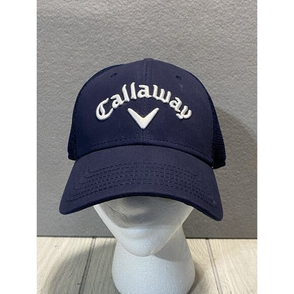 Callaway Men's One Size Navy White Embroidered Logo Adjustable Mesh Back Cap - Picture 1 of 6